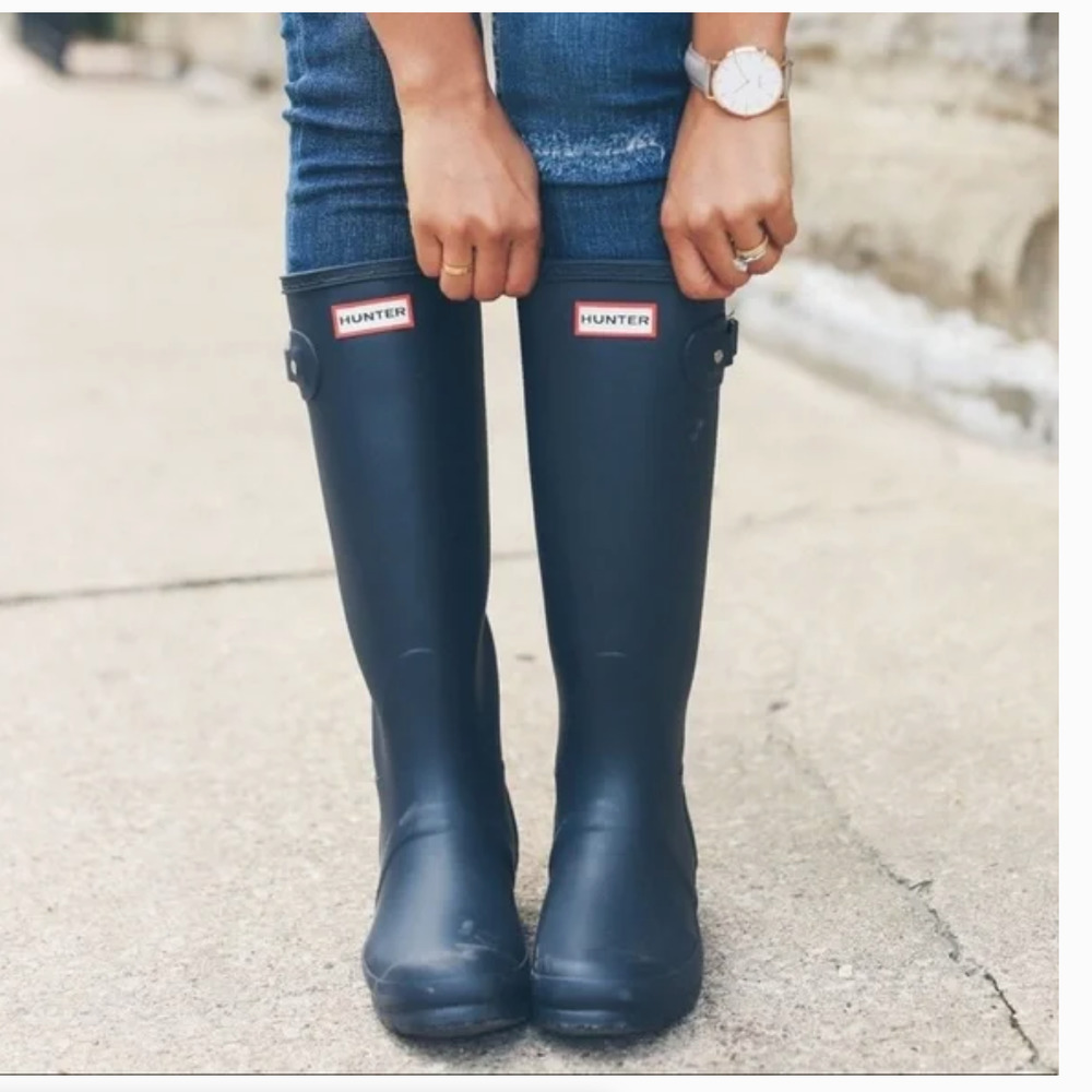 Hunter Matte Navy Blue Rain Boots - Size 7